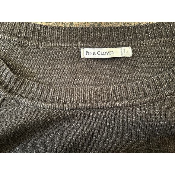 Pink Clover Women's Gray Long Sleeve Pullover Sweater Button Folded Cuff-Size L - Picture 7 of 8